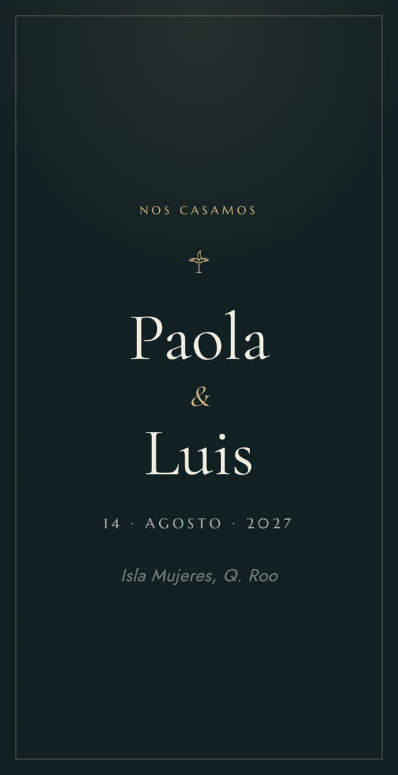 Invitación de boda en la playa, turquesa del Caribe, Paola y Luis