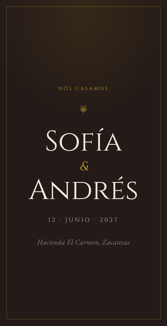 Invitación de boda en hacienda, tonos de piedra rosa, Sofía y Andrés