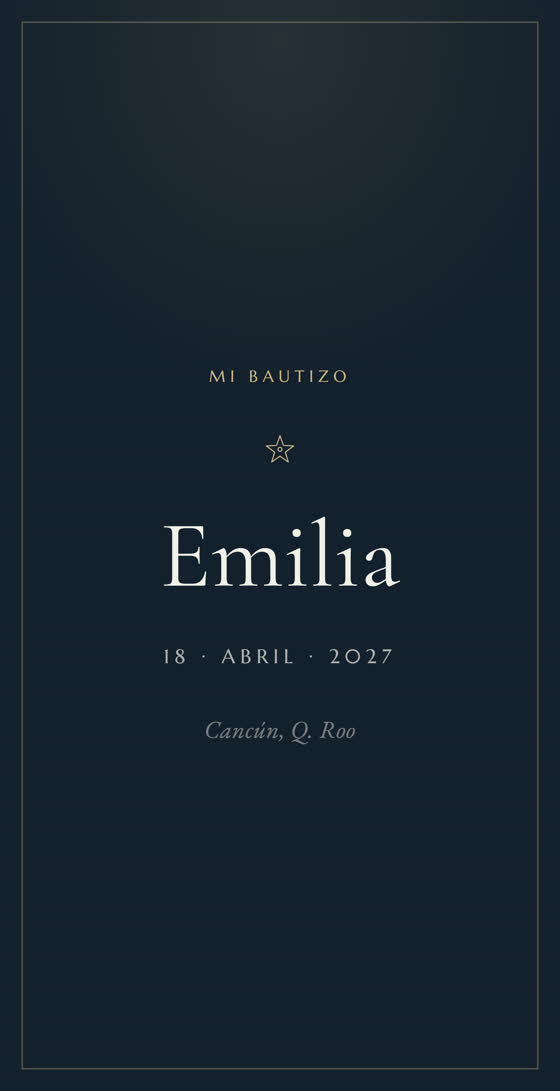 Invitación de bautizo en azul claro para Emilia