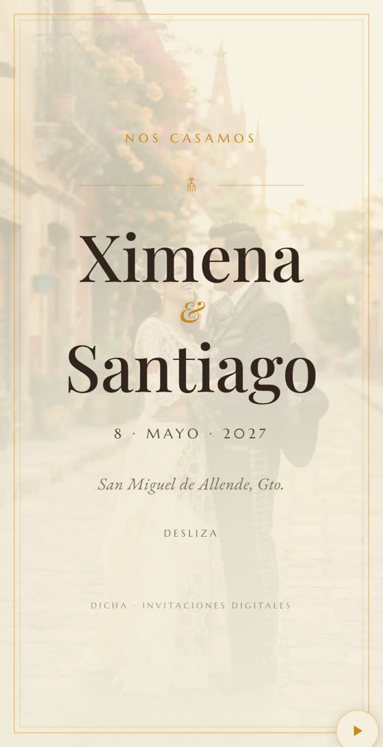 Invitación de boda mexicana con cempasúchil y talavera, nombres Ximena y Santiago